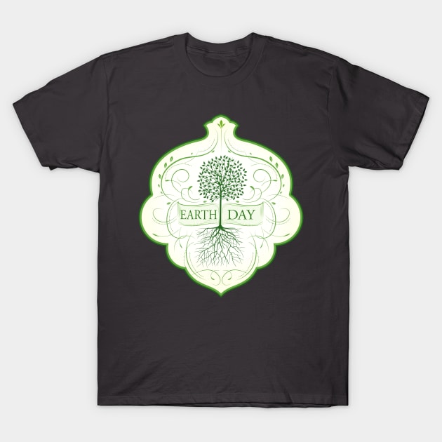 Earth Day Tree Badge T-Shirt by SWON Design